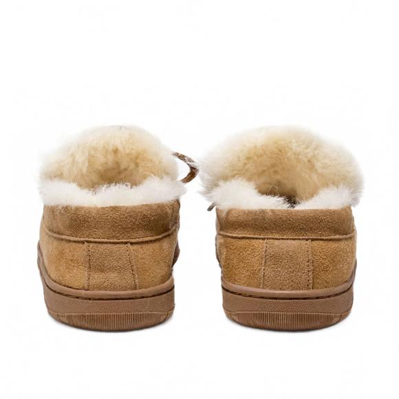 NEW SPRING STEP SHOES men's shearling and suede moccasin slippers in chestnut - Picture 3 of 6